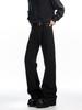 Jeans Lavados Negros Retro Americanos de Pierna Ligeramente Acampanada para Hombre en Otoño, Pantalones Limpios y Ajustados de Marca de Moda, Pantalones Casuales Rectos