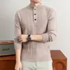 Yingao Estilo Old Money Suéter de Punto con Media Cremallera para Hombre Otoño Nuevo Estilo Tejido de Cable Retro Cálido para Hombre de Mediana Edad de Manga Larga