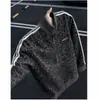 Chaqueta de hombre con estampado de leopardo y rayas, cuello alto, para otoño e invierno, nueva, suelta, retro, con cremallera, ante, terciopelo, abrigo, marca de tendencia, top