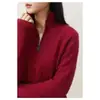 Suéter de punto trenzado otoño e invierno nuevo, con media cremallera para mujer, cuello camisero, adelgazante y rejuvenecedor, top de punto de moda para mujer