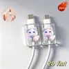 Protector de cable de datos con patrón de gato animado y corona de flores moradas, anti-rotura, anti-mordeduras, adecuado para