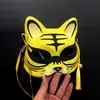 Suministro Transfronterizo Mascarilla Facial de Gato Mascarilla de Zorro Luminosa Estilo Japonés Hefeng Pintada a Mano Máscara de Baile de Halloween Femenina COS