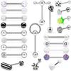 Conjunto de 22 peças de prego de língua de aço inoxidável Amazon hot straight rod misturado 4 cores opcionais piercing de língua joias para venda rápida