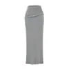 Conjunto de Camiseta de Manga Larga Ajustada con Cuello Asimétrico Inclinado 2025 Pure Desire y Pantalones Casuales Acampanados que se Ajustan a la Cadera para Mujer en Otoño