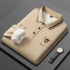 Camiseta Polo de Algodón Grueso con Forro Polar Paul Winter para Hombre, con Solapa Bordada, Manga Larga, Suéter Cálido para Capa Base