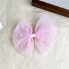 Pasador de Malla Estéreo con Lazo de Perlas Todo Fósforo Temperamento Princesa Clip Superior para el Cabello Accesorios para el Cabello de Niñas para Espectáculo Escénico