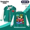 Camisa de Baseball 95 Relâmpago McQueen para Meninos Jaqueta Infantil Color Block Azul e Branco Primavera e Outono para Meninos