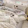 Nuevo modelo 2025 juego de ropa de cama de algodón de cuatro piezas con encaje de algodón, funda de edredón, sábana, juego de ropa de cama de tres piezas para dormitorio