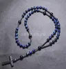 Amazonas Piedra Natural Colgante de Cruz Collar Piedra Ojo de Tigre Cruz Vesícula Biliar de Hierro Rosario para Hombres Collar Venta al por Mayor