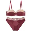 Estilo Transfronterizo Lencería de Sujetador Puro Deseo de Alta Gama, Conjunto de Sujetador Rojo Sexy Push-Up para Mujer Talla Grande para el Año de Nacimiento