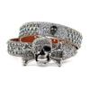 Cinturón de plata con calavera grande de pedrería para hombre, cinturón con pedrería incrustada, tendencia de personalidad, estilo hip-hop punk, fabricantes al por mayor