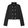 Moda europea y americana transfronteriza Bestseller de AliExpress: gabardina holgada de doble botonadura con cuello mao, estilo casual retro elegante