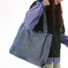 Bolsa Jeans para Mulheres 2026 Nova Moda Primavera Bolsa de Ombro Casual Bolsa Tote de Grande Capacidade Bolsa para Aula e Trabalho