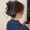 Pinza para el Cabello Grande de Lazo de Satén de Gama Alta para Mujer, Exquisita Pinza Plegada para la Parte Trasera de la Cabeza, Pinza de Tiburón