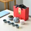 Caja de Viaje Portátil Set de Té Kung Fu Cerámica Vajilla de Té Una Tetera Cuatro Tazas Set Completo Venta al por Mayor Regalo Logo