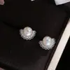 Accesorios para hacer tú mismo: Monturas de aretes de perla en forma de abanico de plata de ley S925, componentes de aretes de moda, monturas de plata, productos semiacabados, 6 mm