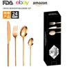 Vajilla de acero inoxidable con revestimiento de titanio de Amazon transfronterizo, juego de 24 piezas de 4 componentes, cuchillo para carne occidental, tenedor y cuchara.