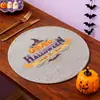 Tapete Redondo de Mesa de Lino para Halloween de Amazon Transfronterizo Anti-quemaduras Antideslizante Entrada de Restaurante Lugar de Comida Occidental Se Puede Personalizar