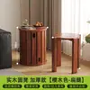 Banqueta de Madeira Maciça para Uso Doméstico, Empilhável com Rodas, Banqueta Empilhável com Armazenamento, Banqueta Reserva para Convidados, Banqueta Redonda Estilo Chinês Novo