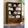 Estantería de Piso Estante de Almacenamiento Sala de Estar Almacenamiento de Pared Integrado Exhibidor Gabinete de Almacenamiento Madera Maciza Librero para el Hogar con Puerta de Gabinete