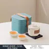 Juego de Té Cerámico para Viaje Pequeño Portátil Taza Rápida Tetera para Acampar al Aire Libre Viajes Una Tetera Dos Tazas