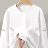 Camiseta casual versátil de manga larga para hombre para otoño, cuello redondo, color liso moderno, cómoda, transpirable y de corte holgado.