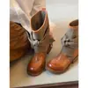 Botas vaqueras para mujer de cuero suave, cómodas, tacón grueso, bloques de color, con cordones, colección otoño 2026, botines, botas Martin, botas de montar