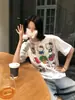 Camiseta de Manga Corta Estampada de Algodón Puro de Moda para Parejas, Camiseta de Manga Media Divertida Psicodélica Perezosa de Lujo para Mujer, Ropa Superior Límite
