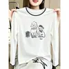 Camiseta de manga larga de dos piezas falsas para mujer, moderna y versátil, base de algodón puro, top blanco, nuevo atuendo de otoño 2026