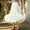 Falda Larga de Gasa para Mujer Talla Grande 100kg, Cintura Alta, Dobladillo Ancho, Modelo 2172