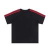 Camiseta Manga Curta Estilo Esportivo Jane Heng Masculina e Feminina Barras Triplas Cor Contrastante Costura Estilo Americano Camiseta de Algodão Pesado Solta Casal Tendência