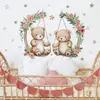 Hs3947Q Oso Cesta de Flores Columpio Estrella Dibujos Animados Pegatina de Pared Autoadhesiva Dormitorio Habitación Infantil Pegatina Decorativa Extraíble