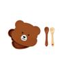 Prato de Jantar Infantil Popular Transfronteiriço de Silicone Silicone de Grau Alimentício Prato de Jantar Ventosa Inferior Babador de Bebê Prato de Jantar de Bebê