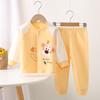 Nuevo Conjunto de Top de Manga Larga Abierto por Delante y Pantalones para Bebés y Niños Pequeños Estilo Otoño e Invierno, Opción de Entrepierna Abierta, Ropa Interior Base Unisex para Niños Pequeños y Medianos