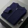 Otoño e Invierno Nuevo Cárdigan de Lana Pura 100% para Hombre Cuello Vertical Cierre de Cremallera Suéter Tejido Color Sólido Casual Chaqueta de Lana Engrosada