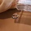 Anillo Abierto Ajustable con Circonita y Borde Ondulado Estilo Ins Minimalista para Mujer, Anillo de Dedo Índice de Lujo Ligero de Gama Alta de Nicho