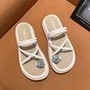 Pantuflas de Plataforma de Pan para Mujer para Uso Exterior 2025 Verano Nuevo Estilo Celebridad de Internet Moda Simple Combinable Chanclas de Punta Abierta