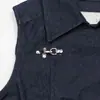 Moda Feminina Tendência Primavera/Verão 2026 Europeia e Americana Cardigã Liso com Gola e Botões Colete Jeans com Fivela de Avião Transfronteiriço