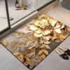 Alfombra Absorbente para Piso de Baño con Diseño de Plantas y Flores, Alfombrilla Antideslizante para el Hogar para Baño, Alfombrilla de Tierra de Diatomeas de Secado Rápido para la Entrada del Inodoro