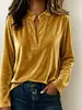 Novas blusas femininas transfronteiriças europeias e americanas da Amazon outono e inverno casual cor sólida gola V solta de veludo