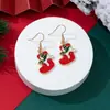 Brincos de Natal Europeus e Americanos Transfronteiriços para Mulheres, Brincos Criativos Personalizados de Boneco de Neve Papai Noel Gota de Óleo DIY
