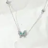 Collar de Mariposa de Cristal de Hielo Sueño de Mariposa para Mujer Ins de Gama Alta Nicho Diseño de Lujo Ligero Colgante Versátil Personalidad Joyería Elegante