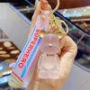 Chaveiro Urso Laço de Cristal Criativo Exquisito Casal Urso Violento Chaveiro de Carro Pingente Urso de Cristal Joia de Presente