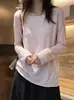 Estilo Principal Recomendado Camiseta de Manga Larga Perezosa Cómoda Rejuvenecedora para Mujer Principios de Otoño Ligera Transpirable Dulce Delgado Top Adelgazante 2126