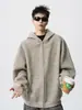 Moletom com Capuz NERNEED Estilo Retrô Americano Cleanfit para Homens e Mulheres Peso Pesado Estilo Preguiçoso Cardigan Listrado Roupa Externa Nenhum