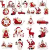 Pingente de Natal Transfronteiriço Pingente de Papai Noel de Madeira Retrô de Natal Etiqueta Rústica de Madeira de Natal com Decoração de Corda