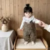 Ropa de Bebé de Primavera Súper Linda para Niña Mono con Estampado de Leopardo Botones de Presión Estilo Coreano Elegante Versátil Conjunto de Manga Larga