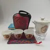 Juego de Té Pequeño para Viaje en Coche con Una Tetera y Tres Tazas, Almacenamiento Portátil Taza Rápida Taza de Té de Vidrio Regalo de Negocios Juego de Té