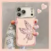 Estuche de Pulsera de Mariposa Soñadora para Apple 17 Pro Max, iPhone 15, Lujoso y de Gama Alta, Protección Completa y a Prueba de Golpes para iPhone 16
