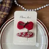 Novo Estilo Coreano Outono e Inverno Doce Laço Vermelho Grampo de Cabelo Infantil Feito à Mão de Tecido Clipe Lateral para Franja de Cabelo para Mulheres